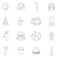 Fireman icons set vector outline