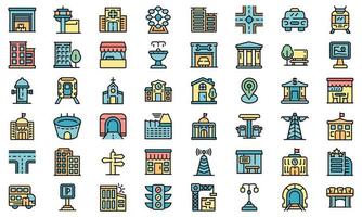 City infrastructure icons set vector flat