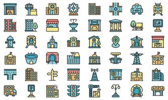 City Infrastructure Icons Set Vector Flat