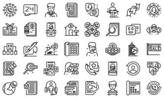 Agent icons set, outline style vector