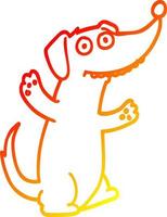 warm gradient line drawing cartoon dog vector