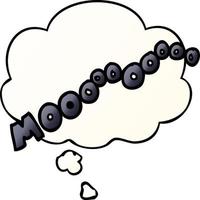 cartoon moo noise and thought bubble in smooth gradient style vector