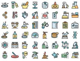 Laboratory research icons set vector flat