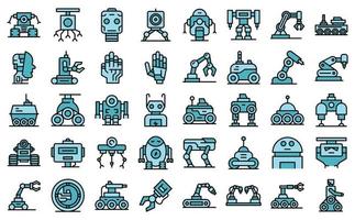 Robotics icons set vector flat