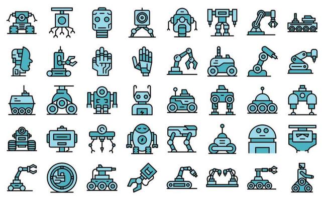 Robotics icons set vector flat