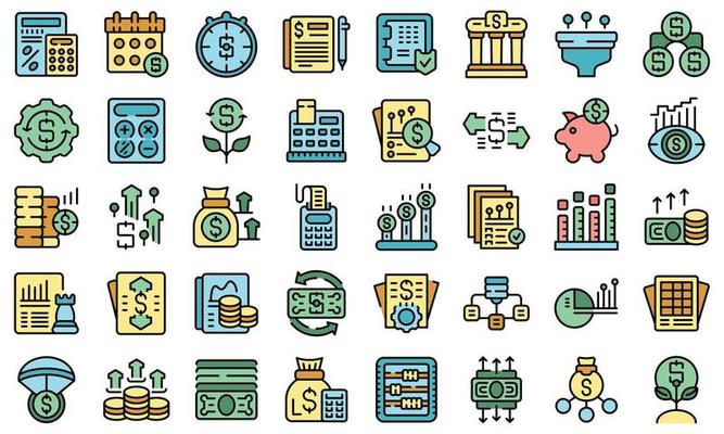 Revenue icons set vector flat