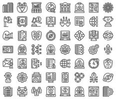 Business incubator icons set outline vector. Smart invest vector