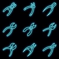 Forceps icons set vector neon