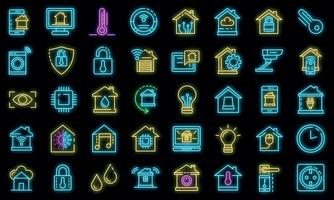 conjunto de iconos de casa inteligente neón vectorial vector