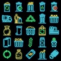 Garbage icons set vector neon