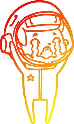 warm gradient line drawing cartoon crying astronaut