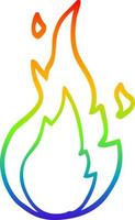 rainbow gradient line drawing cartoon flame symbol vector