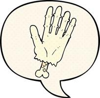 cartoon zombie hand and speech bubble in comic book style vector