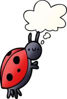 cartoon ladybug and thought bubble in smooth gradient style vector
