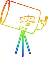 rainbow gradient line drawing cartoon bored telescope with face vector