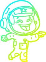 cold gradient line drawing cartoon laughing astronaut vector