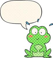 cute cartoon frog and speech bubble in comic book style vector