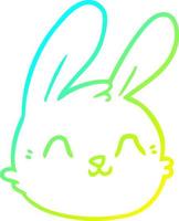 cold gradient line drawing cartoon rabbit face vector