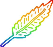 rainbow gradient line drawing cartoon white feather vector