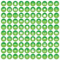 100 hacking icons set green circle vector