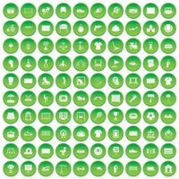 100 iconos de juegos en círculo verde vector