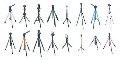 Tripod icons set, isometric style vector