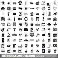 100 house automation icons set, simple style vector