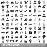 100 hero icons set, simple style vector