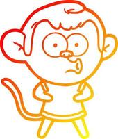 warm gradient line drawing cartoon surprised monkey vector