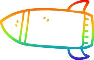 cohete de dibujos animados de dibujo de línea de degradado de arco iris vector