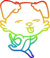 rainbow gradient line drawing cartoon dog sticking out tongue vector