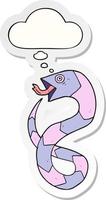 cartoon snake and thought bubble as a printed sticker vector