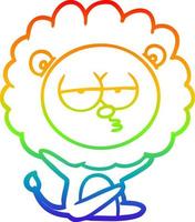 rainbow gradient line drawing cartoon bored lion vector