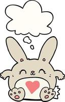 cute cartoon rabbit with love heart and thought bubble vector