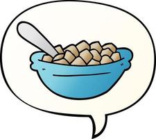 cartoon cereal bowl and speech bubble in smooth gradient style vector