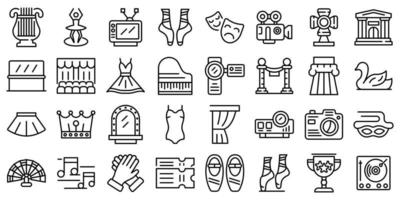 Ballet icons set, outline style vector