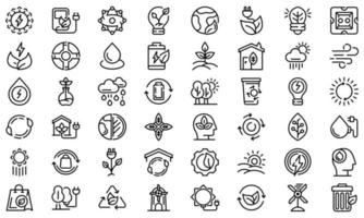 Natural resources icons set, outline style