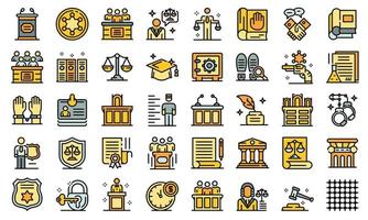 Prosecutor icons set line color vector