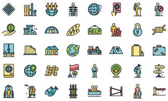 Illegal immigrants icons set vector flat