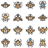 Scarab beetle icons set vector flat