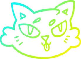 cold gradient line drawing cartoon cats face vector