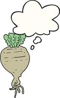 cartoon root vegetable and thought bubble vector