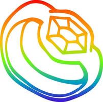 arco iris gradiente línea dibujo dibujos animados anillo de diamantes vector
