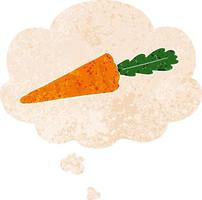 cartoon carrot and thought bubble in retro textured style vector