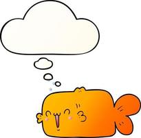 cartoon fish and thought bubble in smooth gradient style vector