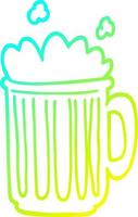 cold gradient line drawing cartoon tankard of beer vector