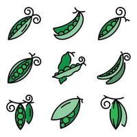 Peas icons set vector flat