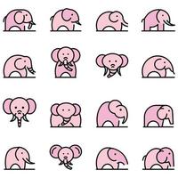 Elephant icons set vector flat