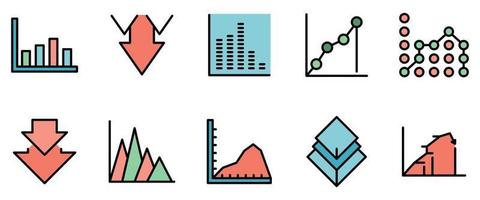 iconos de regresión establecer vector plano