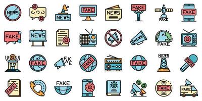 Fake news icons set vector flat